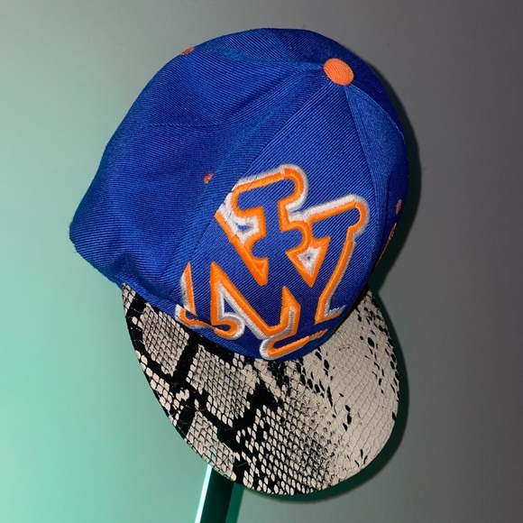 New York “Orange/Blue” Snake Skin SnapBack Cap - Picture 2 of 6